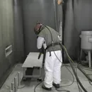 Shot blasting in the blast room